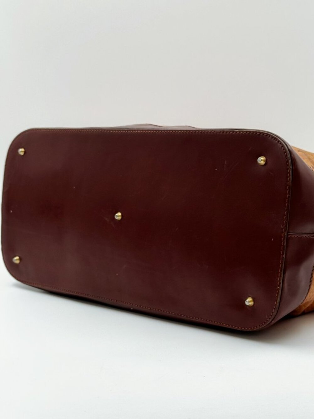 MCM Visetos Brown Cognac Large Hobo Shoulder Bag Logo Monogram Vintage - Picture 6 of 13